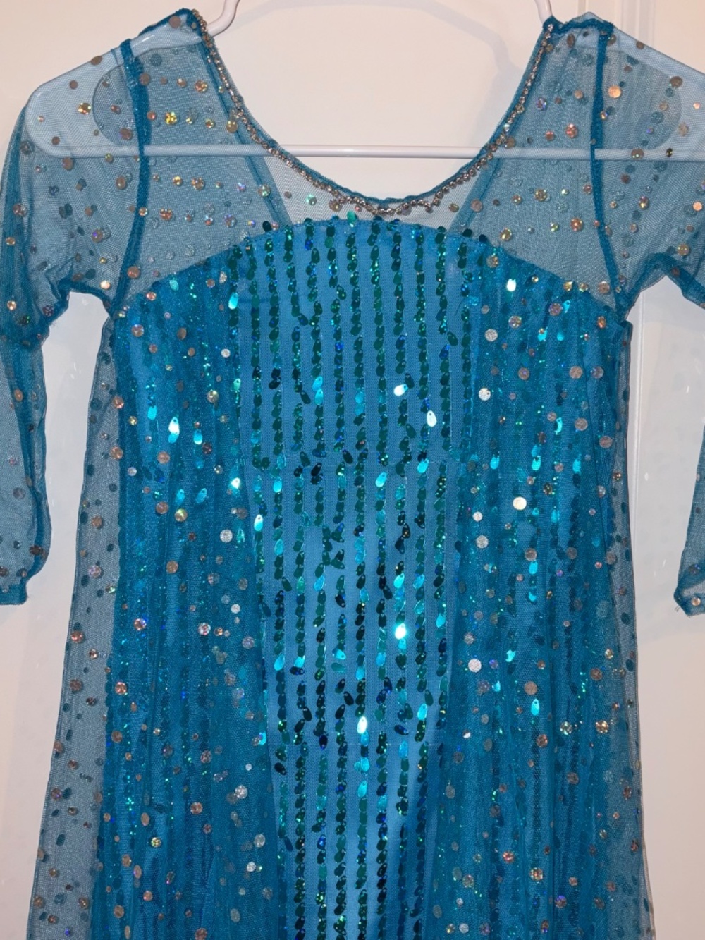 Elsa Princess Costume Long Cape Birthday Party Dress up Size 130 (7-6) years - Picture 7 of 16